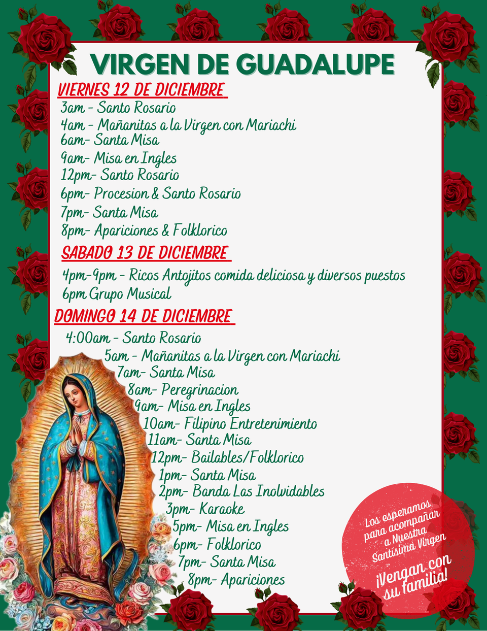 ¡Nuestra Señora de Guadalupe! Flyer