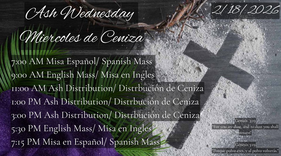 Ash Wednesday Schedule